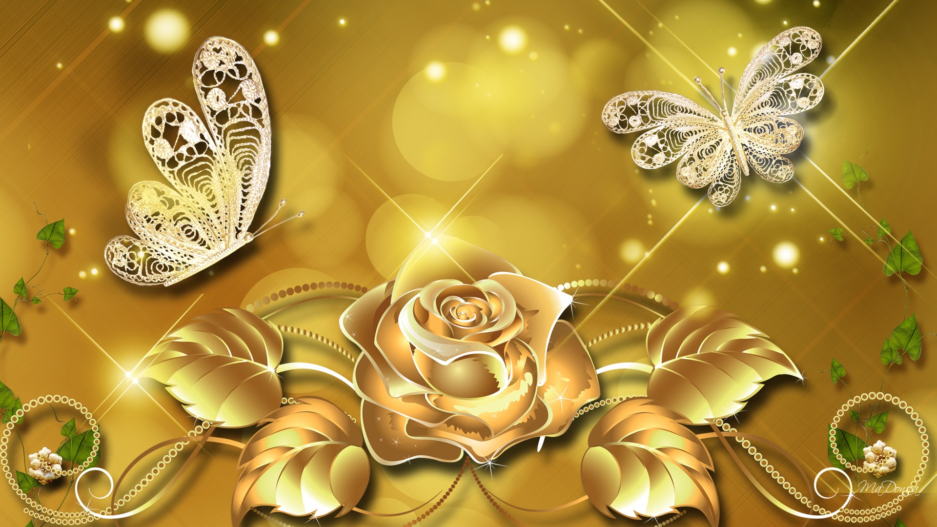 Rose Gold Butterflies Wallpaper